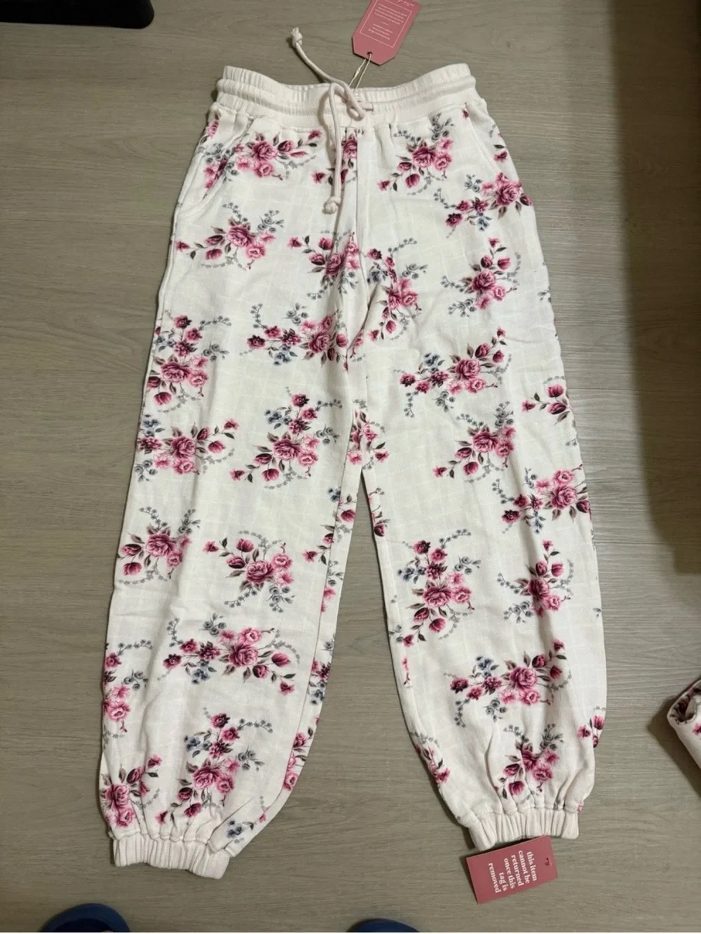 Ivy city co Floral Pink Cream sweatsuit matching sweat Set joggers travel casual
